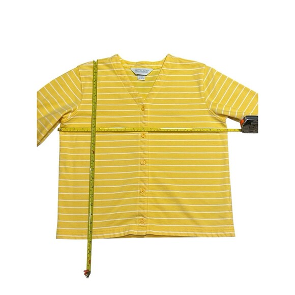 Lands End Women’s Yellow White Stripe Long Sleeve Button Down Shirt Jacket Small - Picture 4 of 7